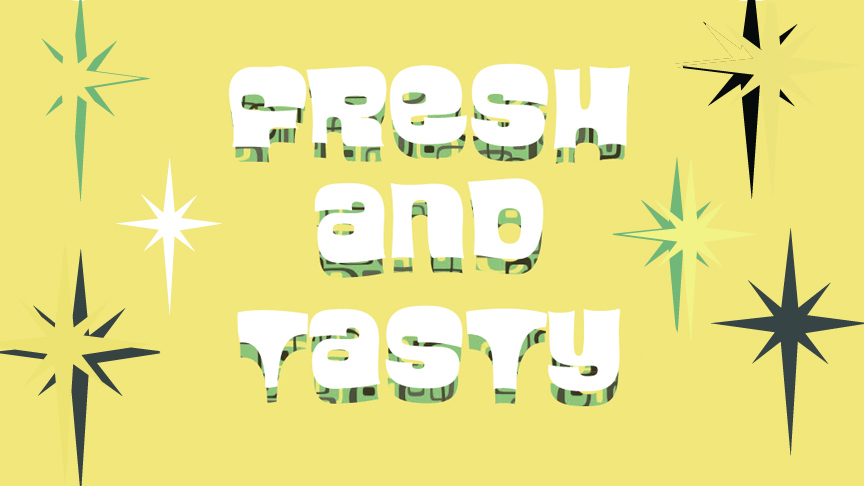 decorative image that says fresh and tasty