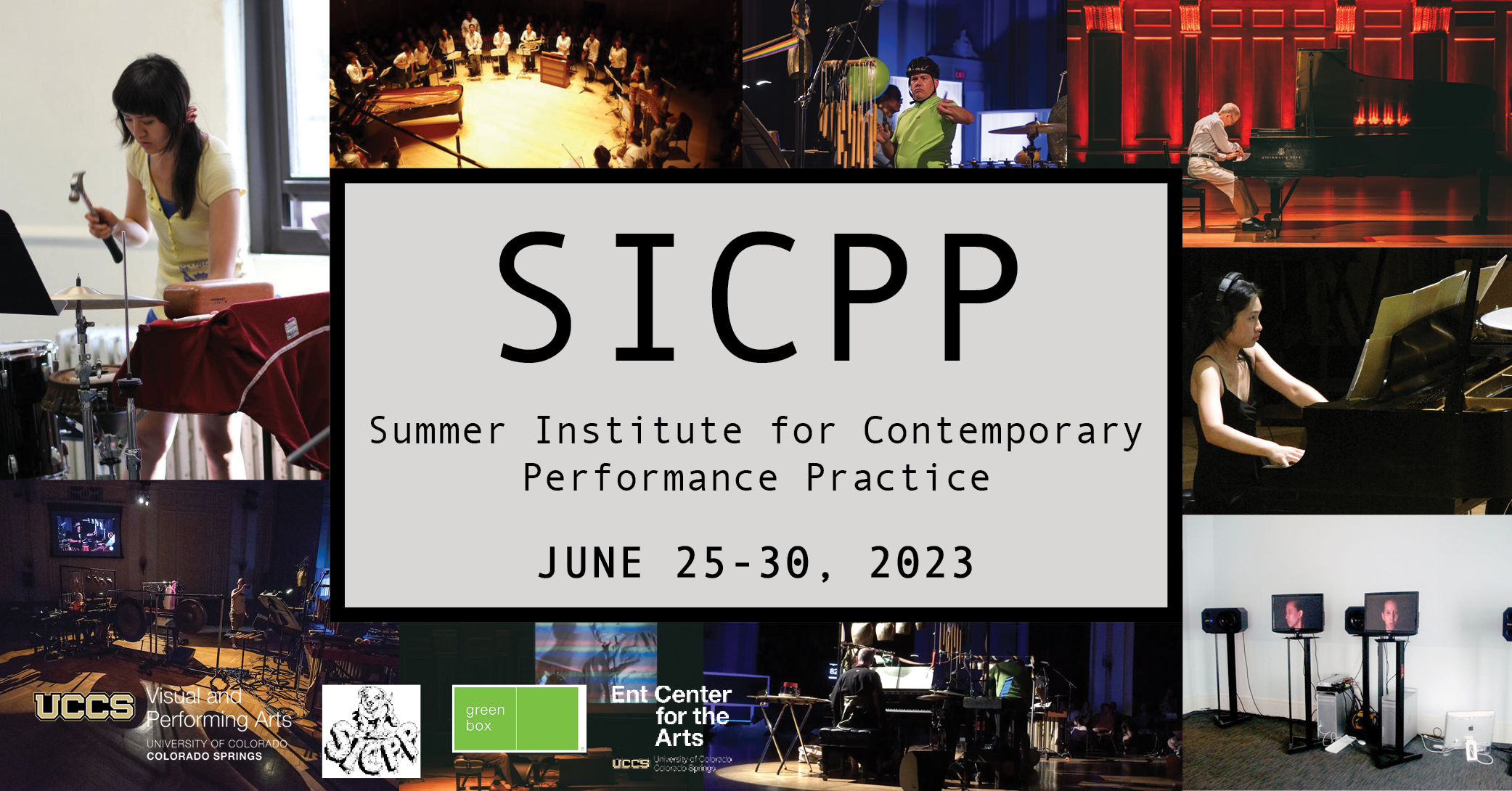 photos of past SICPP performances with text details of even in center
