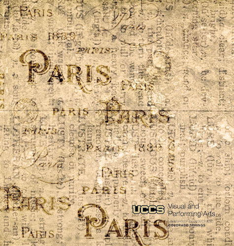 image of vintage postcard from Paris with text details of event