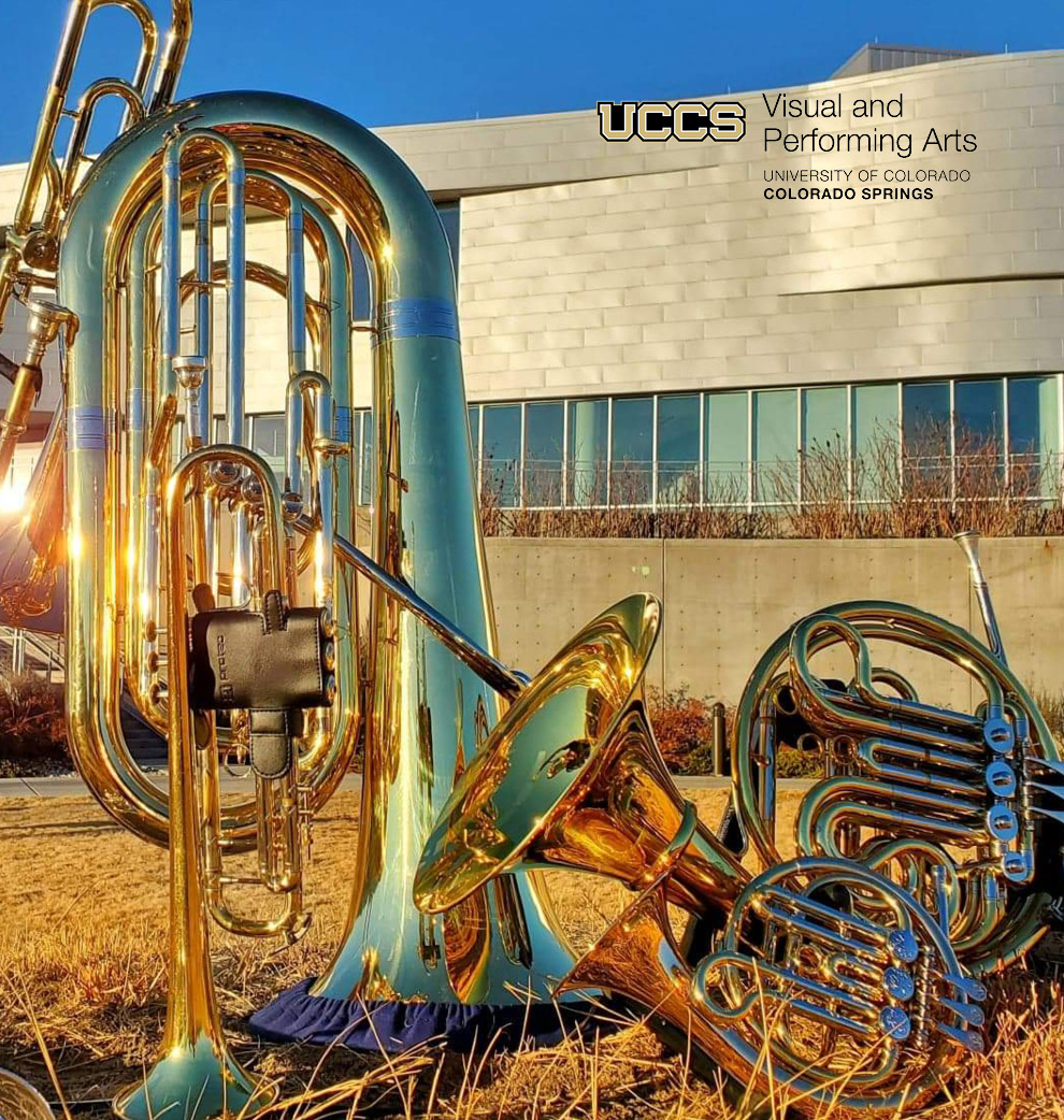 photo of brass instruments on lawn at ent center for the arts