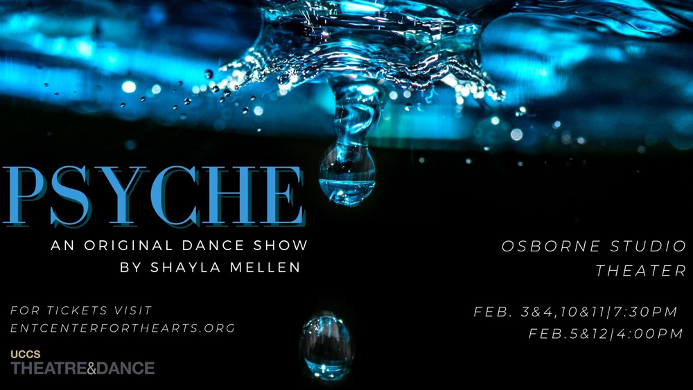 image of blue water droplet hitting water with black background and text details of event